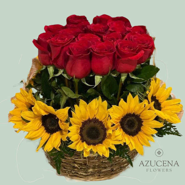 Canasto con Rosas y Maravillas
