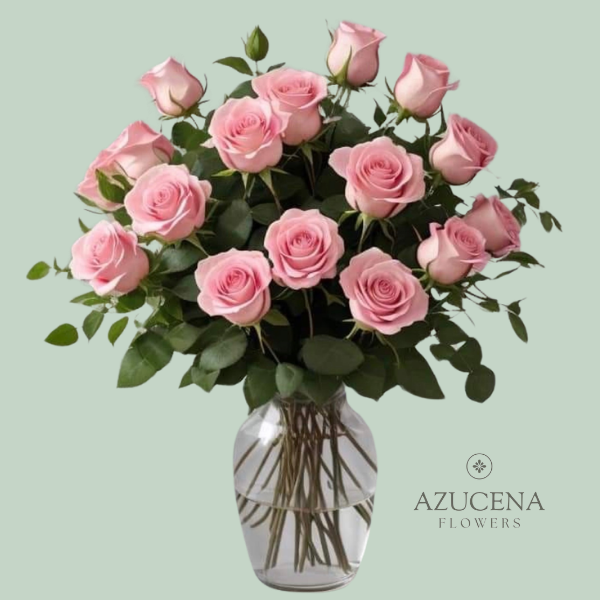 Florero con Rosas Rosadas