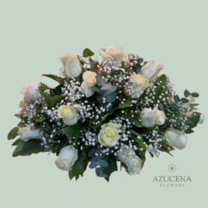 Cojin Funebre en Rosas Blancas