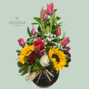 Pecera Primaveral con Tulipanes