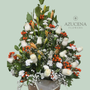 Arrimo con rosas blancas
