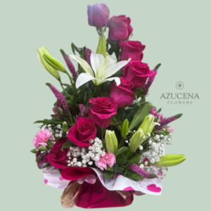 Arreglo con Rosas Fucsias