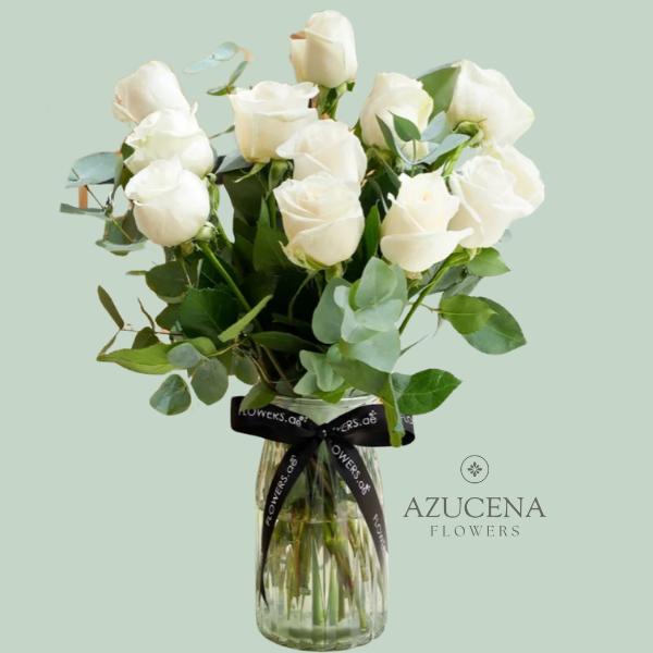 Florero en Rosas Blancas