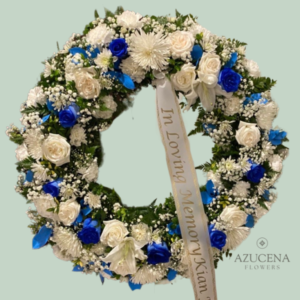 Corona en Rosas Azules