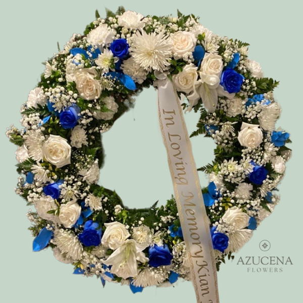 Corona en Rosas Azules