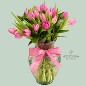 Florero con 30 Tulipanes
