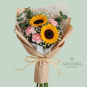 Girasoles y Claveles en Ramo
