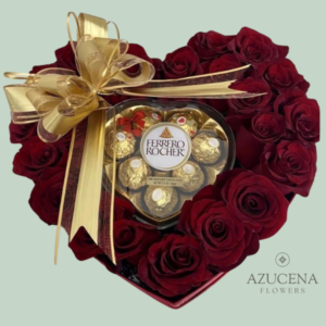Box Corazon Con Rosas Rojas